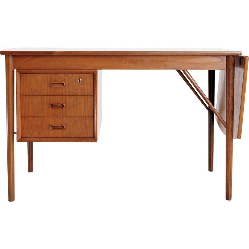 Danish teak and brass desk by E.W. Bach