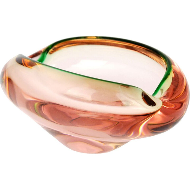 Pink glass ashtray by Rudolf Beranek