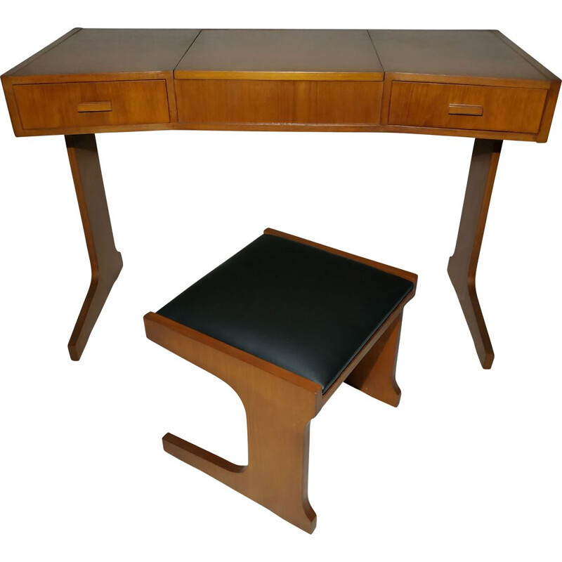 Vintage desk in teak convertible into dressing table Scandinavian 1960s
