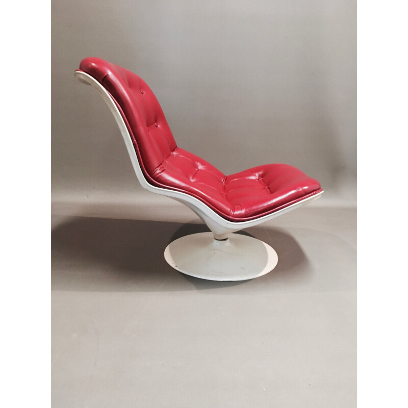 Vintage armchair swivel in leather Georges-Charles Van Rijck for Beaufort 1971