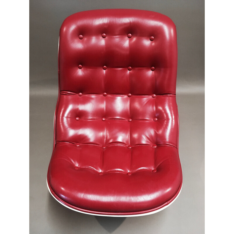 Vintage armchair swivel in leather Georges-Charles Van Rijck for Beaufort 1971