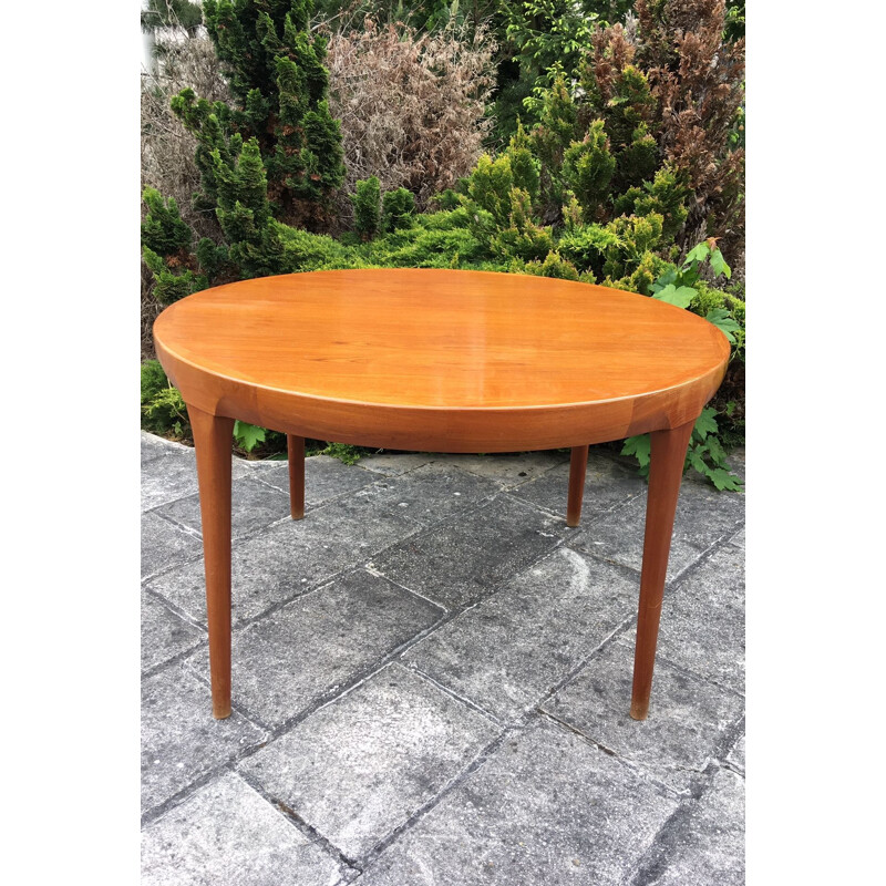 Vintage table round teak and rosewood Kofod Larsen Scandinavian 1970s