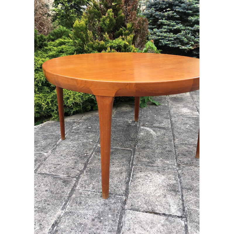 Vintage table round teak and rosewood Kofod Larsen Scandinavian 1970s