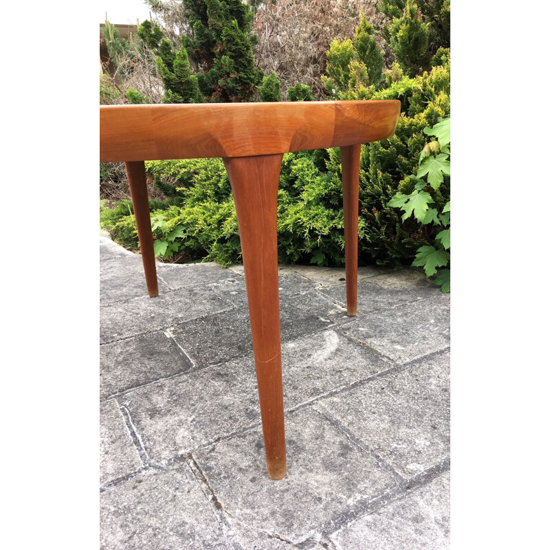 Vintage table round teak and rosewood Kofod Larsen Scandinavian 1970s