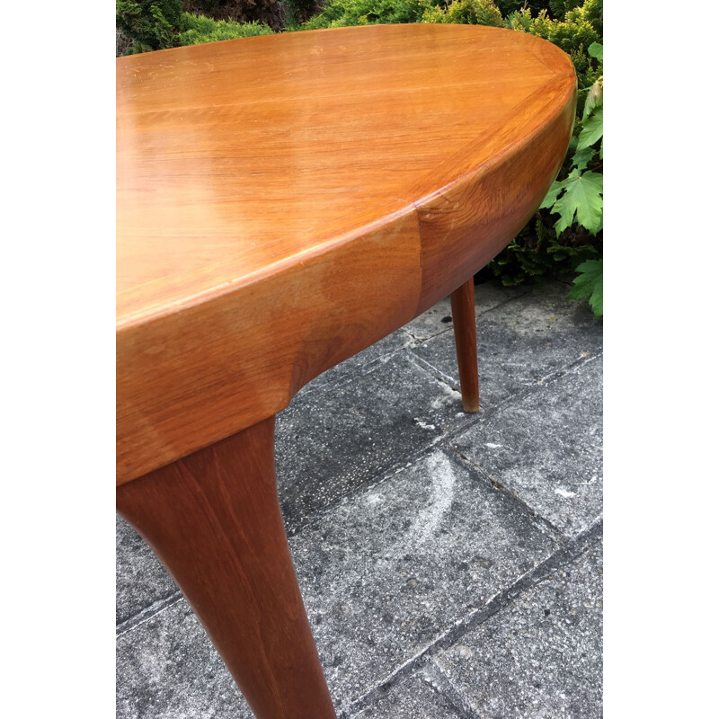 Vintage table round teak and rosewood Kofod Larsen Scandinavian 1970s