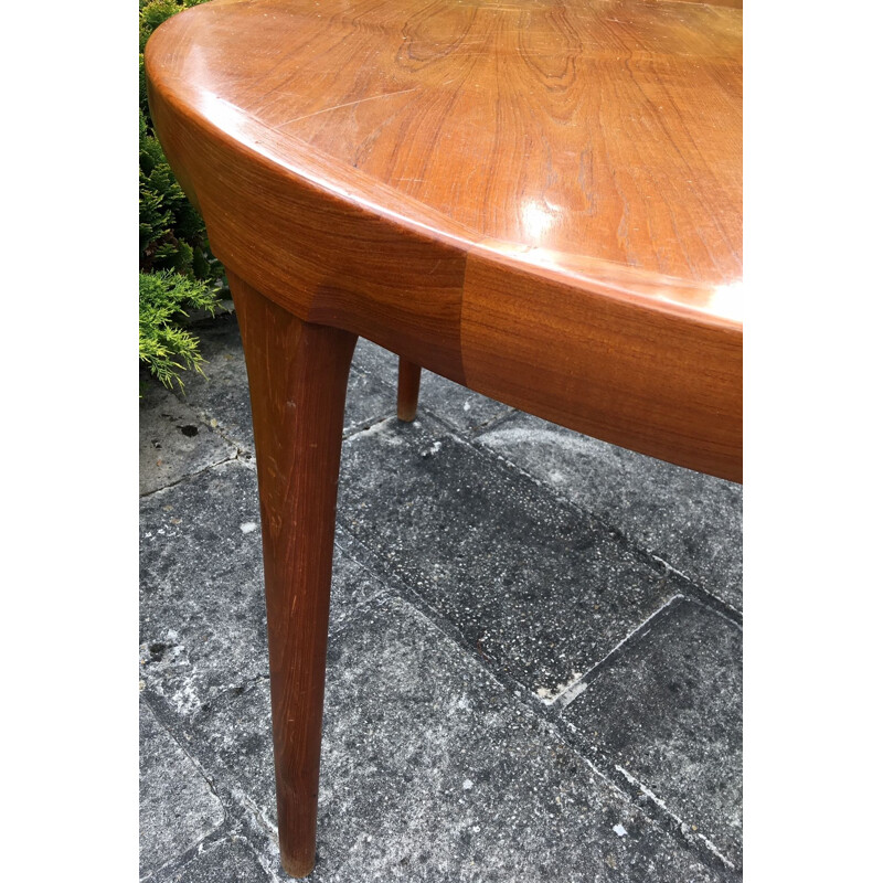 Vintage table round teak and rosewood Kofod Larsen Scandinavian 1970s