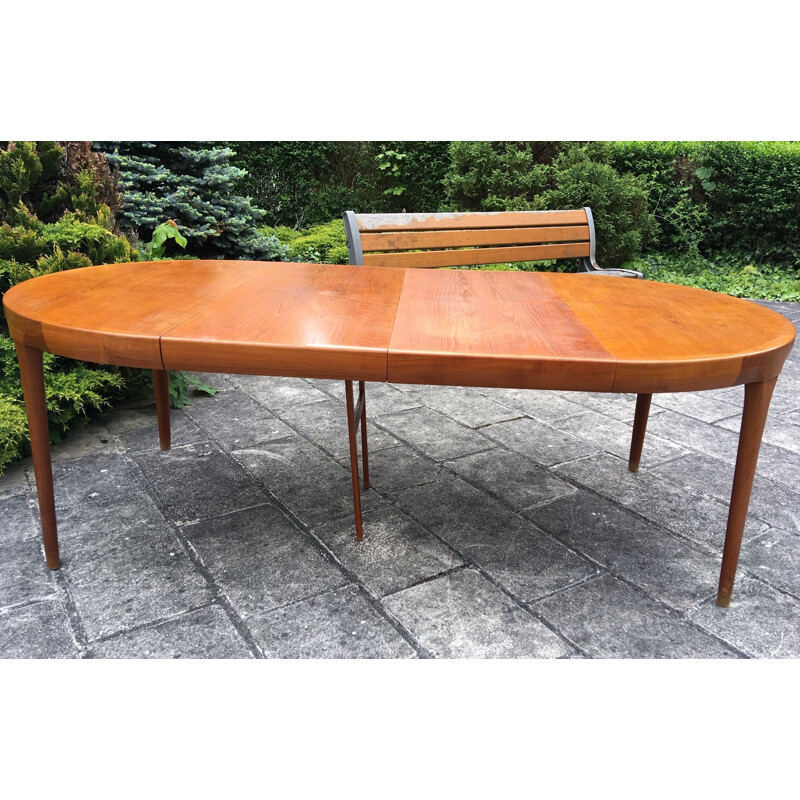 Vintage table round teak and rosewood Kofod Larsen Scandinavian 1970s