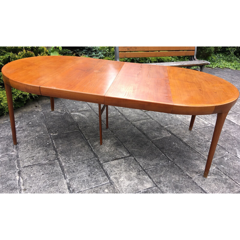 Vintage table round teak and rosewood Kofod Larsen Scandinavian 1970s