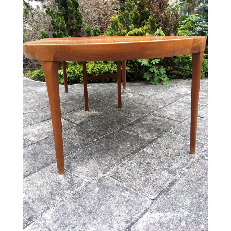 Vintage table round teak and rosewood Kofod Larsen Scandinavian 1970s