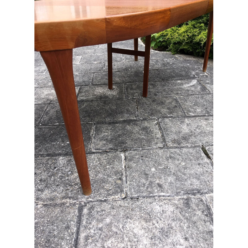 Vintage table round teak and rosewood Kofod Larsen Scandinavian 1970s