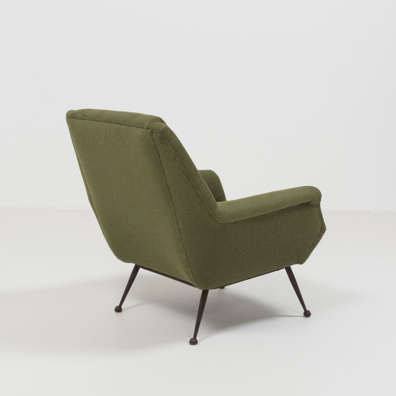 Vintage armchair in green wool by Gio Ponti for Minotti 1960s