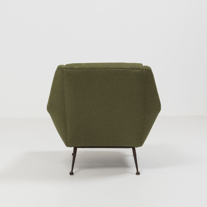 Vintage armchair in green wool by Gio Ponti for Minotti 1960s