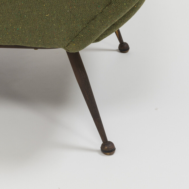 Vintage armchair in green wool by Gio Ponti for Minotti 1960s