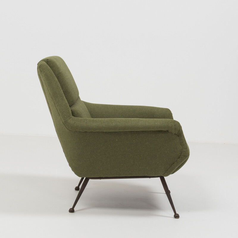 Vintage armchair in green wool by Gio Ponti for Minotti 1960s