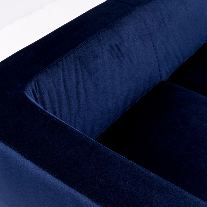 Dubuffet canapé 3 places vintage bleu velours par Rodolfo Dordoni pour Minotti