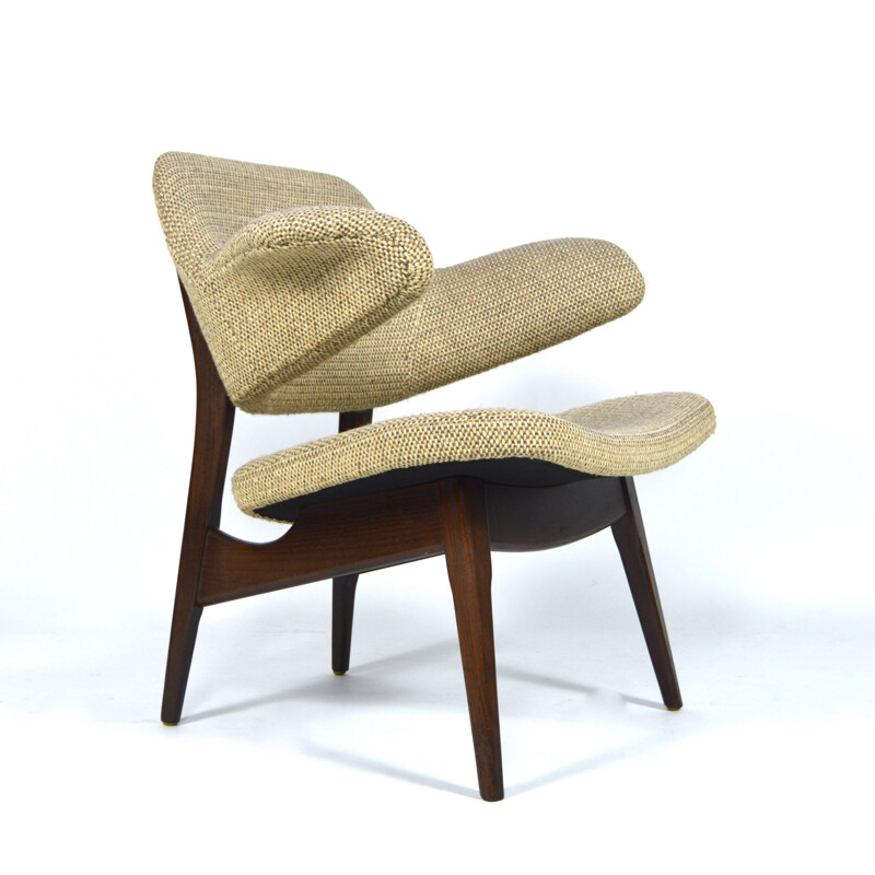 Paire de fauteuils en teck et tissu Wébé, Louis VAN TEEFFELEN - 1960