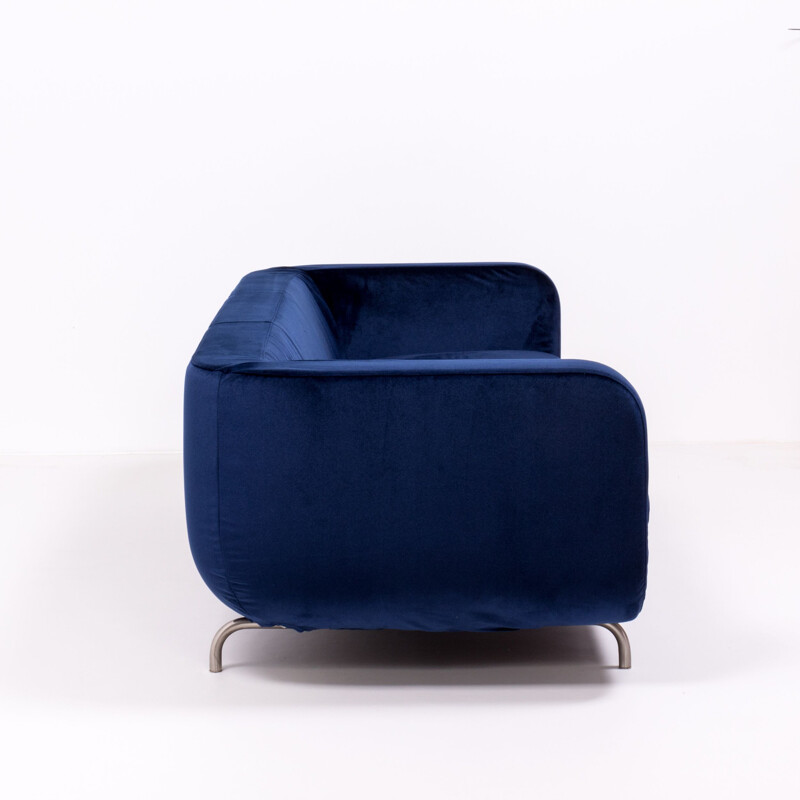 Vintage Blue Velvet Dubuffet 3-Seater Sofa by Rodolfo Dordoni for Minotti