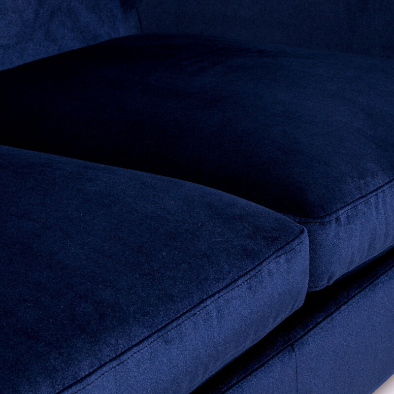Dubuffet canapé 3 places vintage bleu velours par Rodolfo Dordoni pour Minotti