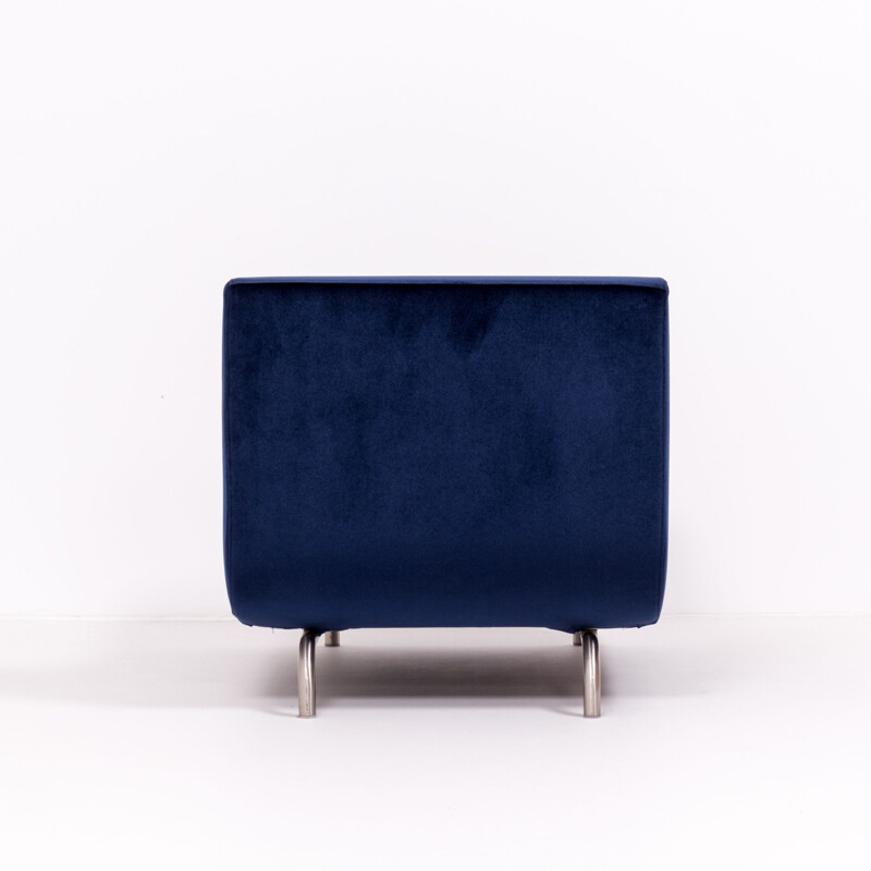 Set of 2 vintage blue velvet Debuffet armchairs by Rodolfo Dordoni for Minotti