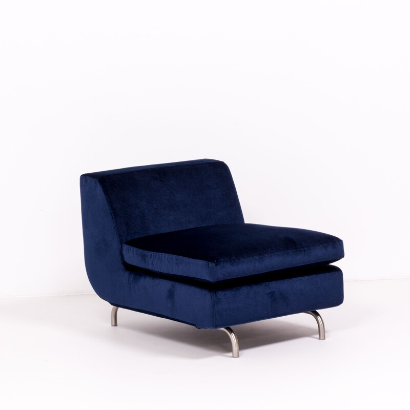Série de 2 fauteuils vintage Debuffet en velours bleu par Rodolfo Dordoni pour Minotti