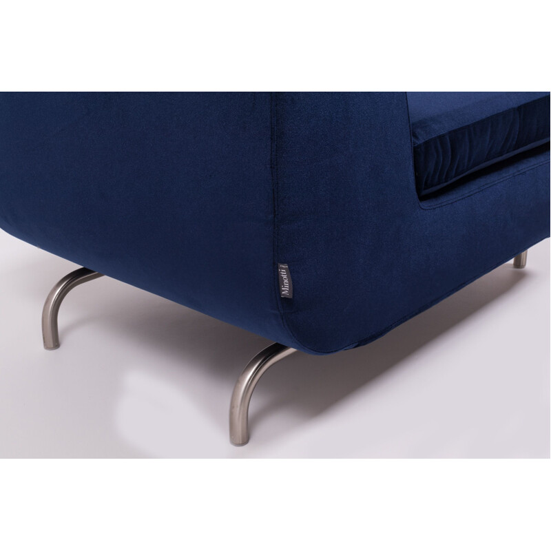 Set of 2 vintage blue velvet Debuffet armchairs by Rodolfo Dordoni for Minotti