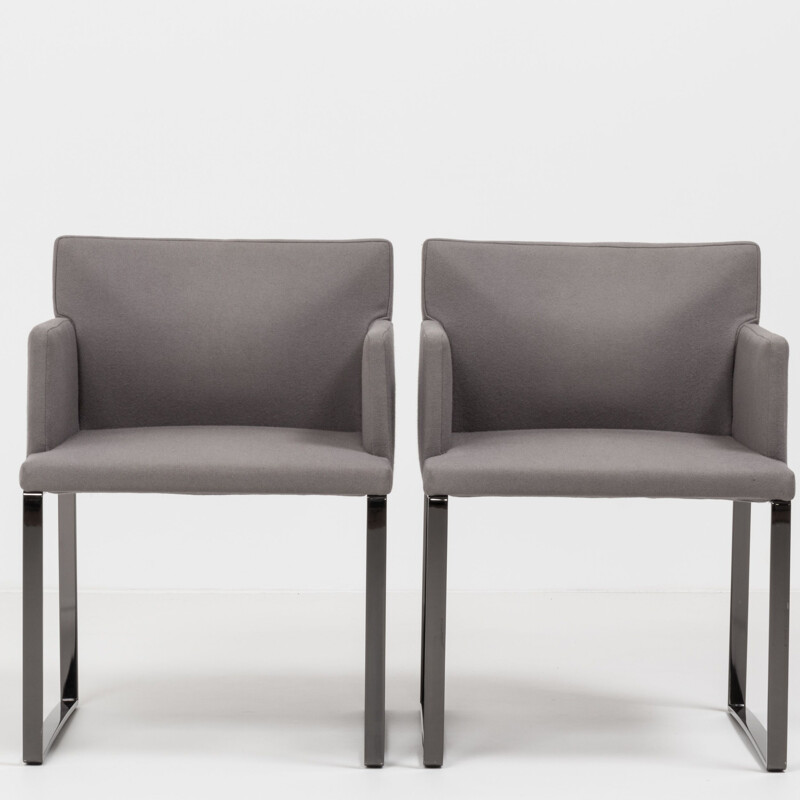 Série de 2 fauteuils vintage Flynt gris laine par Rodolfo Dordoni pour Minotti