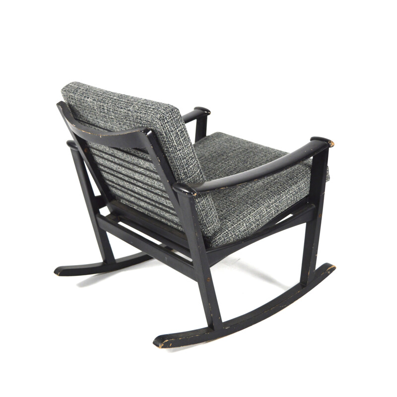 Chaise à bascule en bois et tissu PASTOE, Finn JUHL - 1950