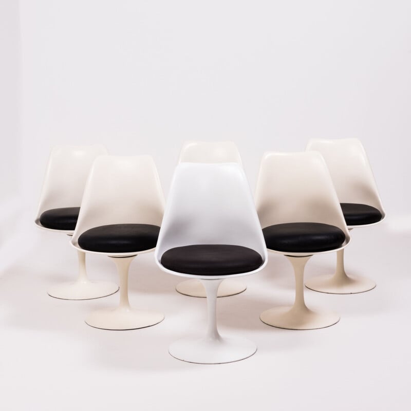 Set of 6 vintage white Tulip chairs 1980s 
