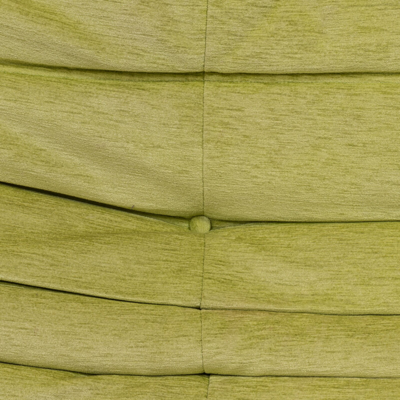 Set of 2 ogo lime green fabric modular sofa by Michel Ducaroy for Ligne Roset