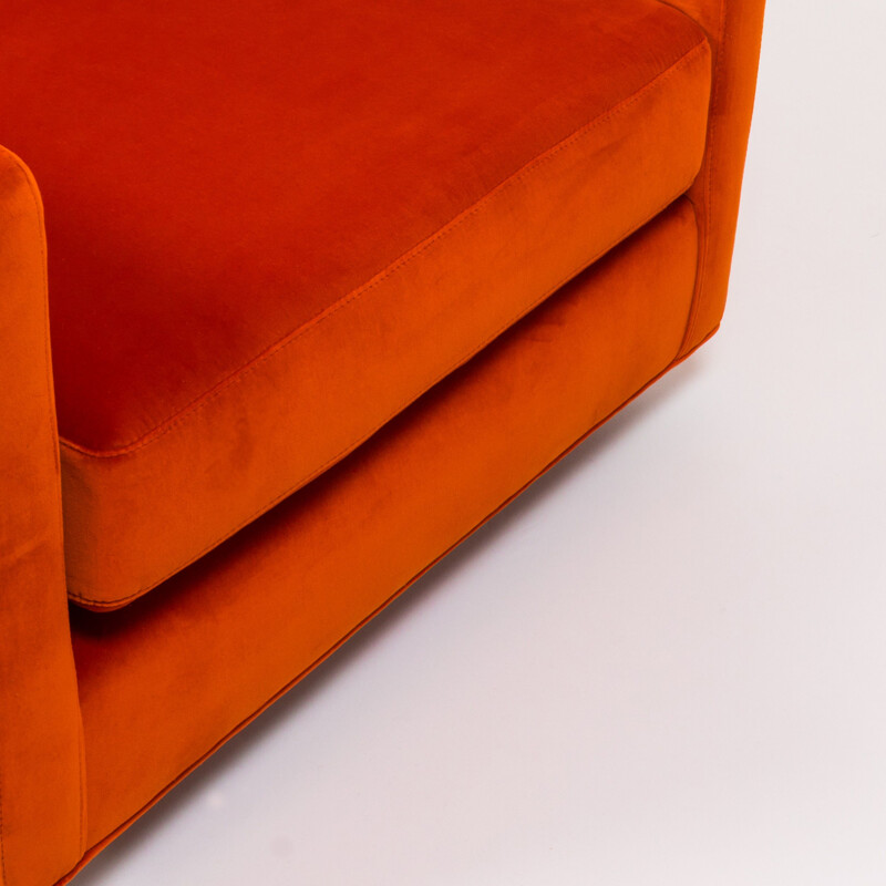 2 fauteuils en velours vintage orange par Milo Baughman,1960
