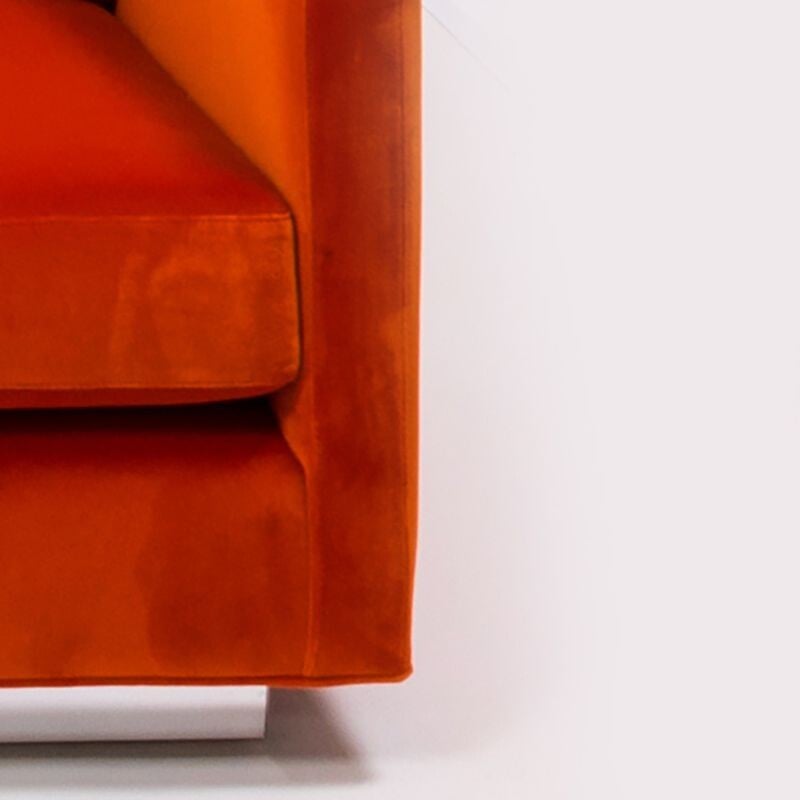 2 vintage orange velvet armchairs by Milo Baughman, 1960
