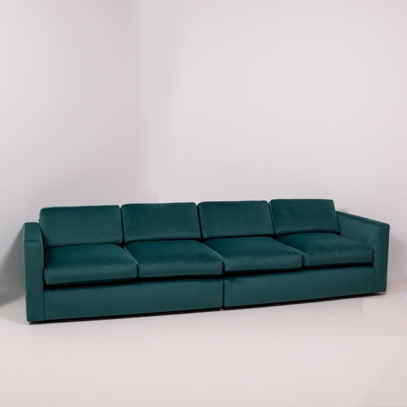 Canapé 4 places vintage en velours vert par Milo Baughman pour Thayer Coggin,1960