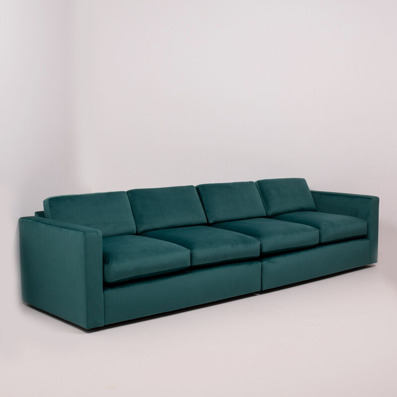 Vintage 4-seater sofa in green velvet by Milo Baughman for Thayer Coggin,1960