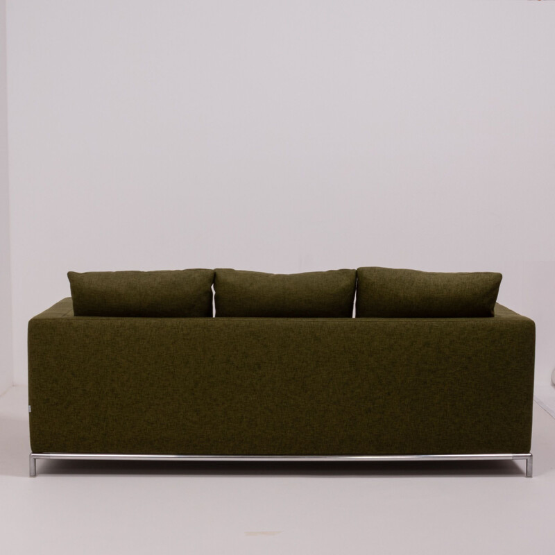 Vintage 3-seater "Georges" sofa in khaki  fabric by Antonio Citterio for B&B Italia,00's