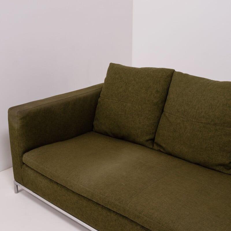 Vintage 3-seater "Georges" sofa in khaki  fabric by Antonio Citterio for B&B Italia,00's