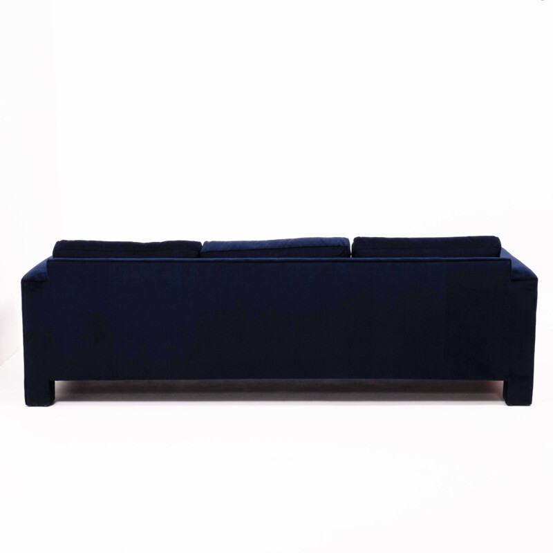 Vintage 3-seater sofa in navy velvet by Milo Baughman,1960