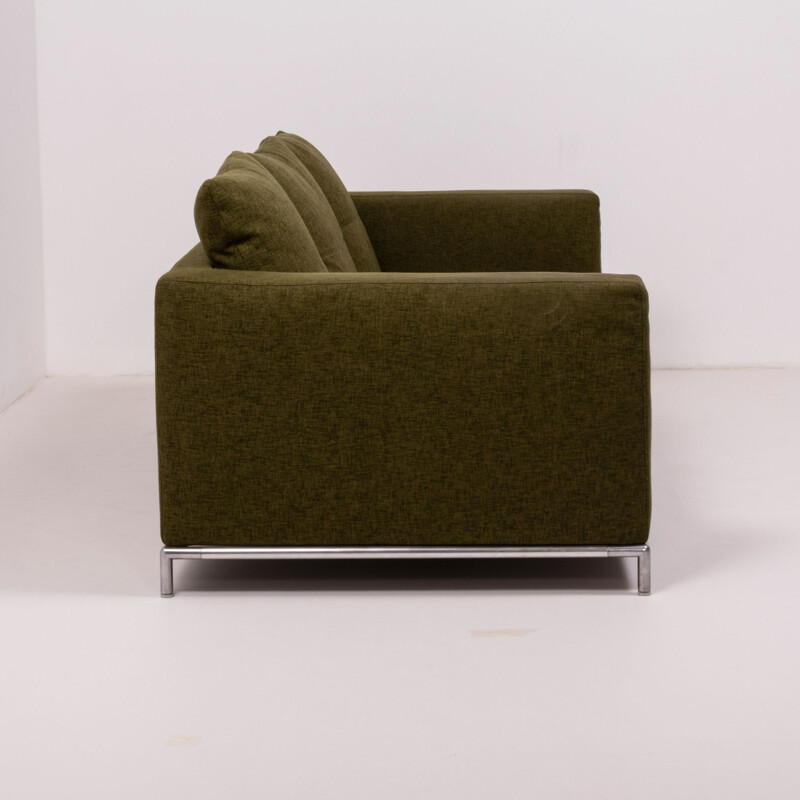 Vintage 3-seater "Georges" sofa in khaki  fabric by Antonio Citterio for B&B Italia,00's