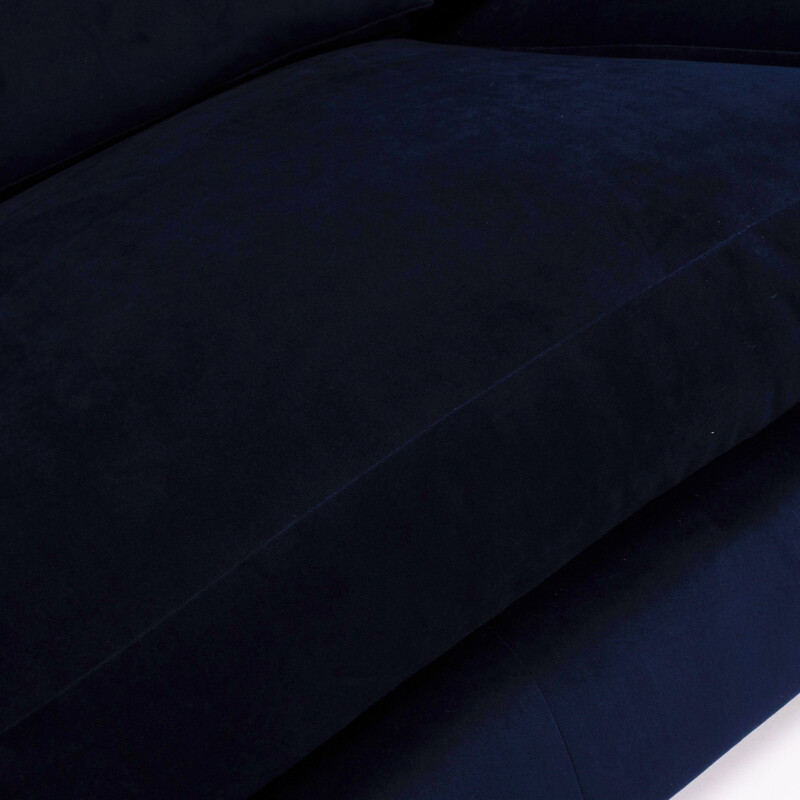 Vintage 3-seater sofa in navy velvet by Milo Baughman,1960