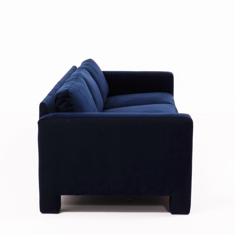 Vintage 3-seater sofa in navy velvet by Milo Baughman,1960