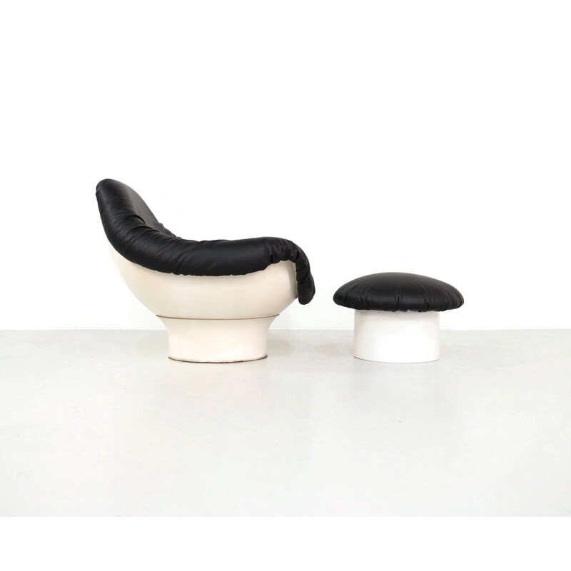 Fauteuil lounge et ottoman Italien par Mario Brunu pour Rodica, 1960 