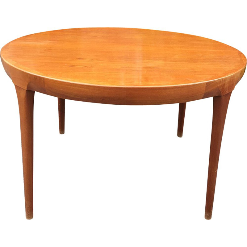 Vintage table round teak and rosewood Kofod Larsen Scandinavian 1970s
