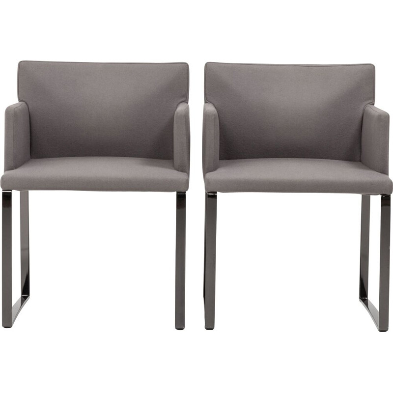 Set of 2 vintage Flynt grey wool armchairs by Rodolfo Dordoni for Minotti