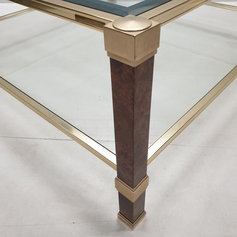 Vintage square coffee table for Vandel in glass and aluminium 1980