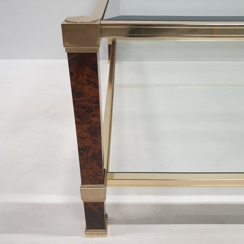 Vintage square coffee table for Vandel in glass and aluminium 1980