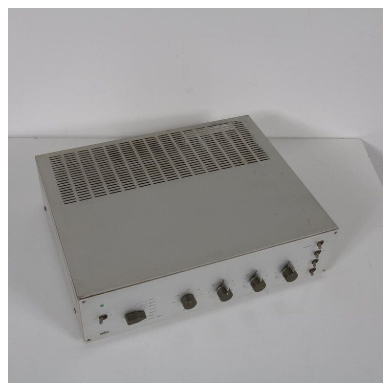 Vintage CSV 601 amplifier for Braun in gray metal 1960