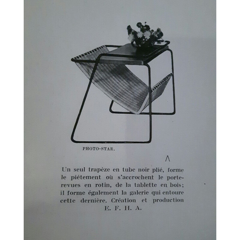 Porte-revues vintage français pour EFHA en bois et métal 1950