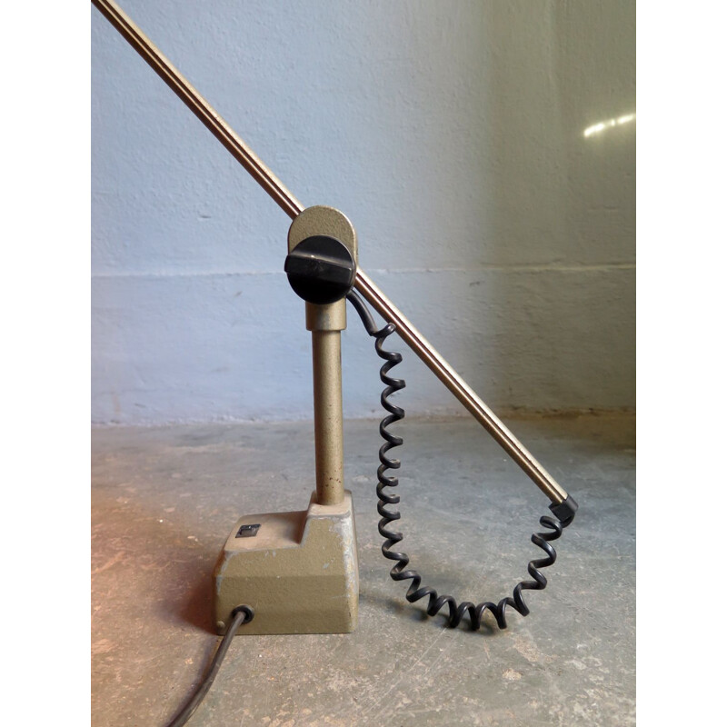 Vintage industrial adjustable table lamp in iron and plastic 1950