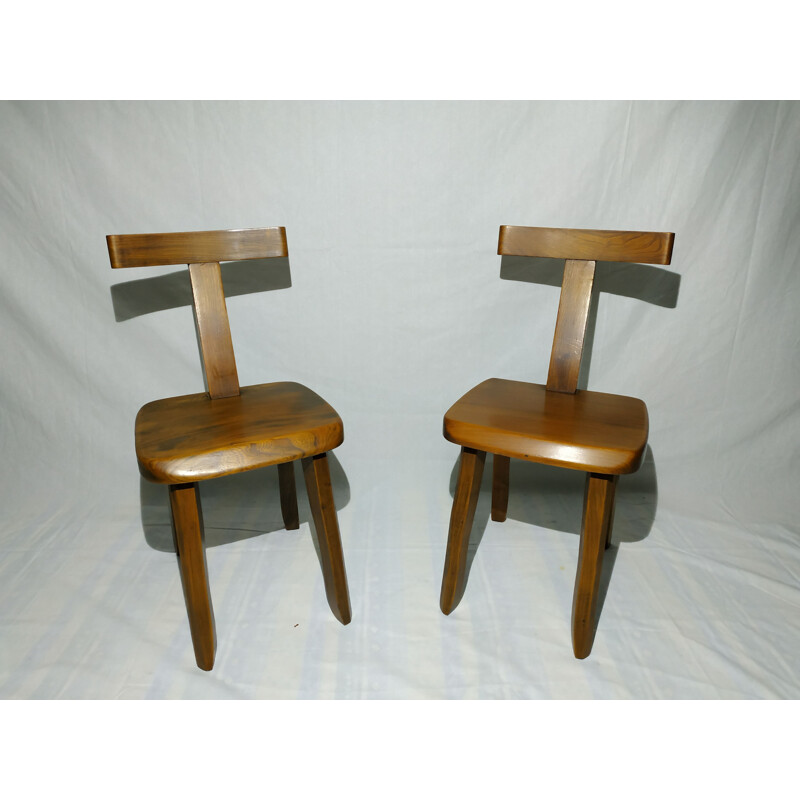 Pair of vintage wooden chairs 1930