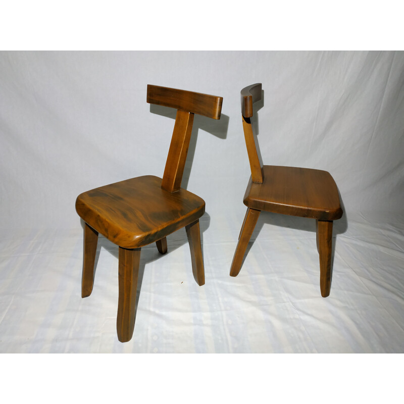 Paire de chaises vintage en bois 1930