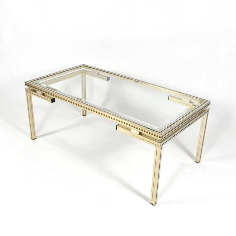 Table basse en aluminium et verre, Pierre VANDEL - 1970